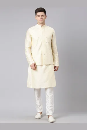 TheEthnic.Co Embroidered Sequinned Art Silk Kurta & Pyjamas With Nehru jacket