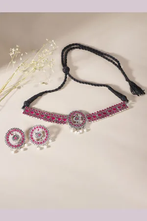 The Pari Rhodium-Plated Stone-Studded Jewellery Set