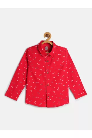 Mothercare Boys Red Slim Fit Printed Casual Shirt