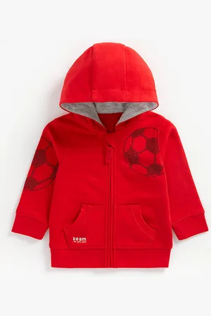 Mothercare Boys Red Printed Hooded Sweatshirt
