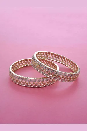 The Pari Set Of 2 Silver-Plated AD-Studded Bangles