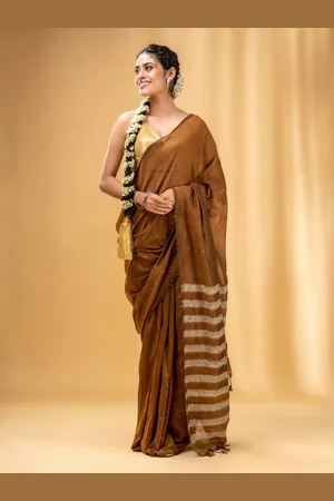 Charukriti Striped Sequinned Pure Cotton Saree