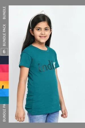 IndiWeaves Girls Pack Of 6 Printed Cotton T-shirts