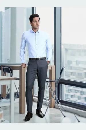 Invictus Grey Slim Fit Checked Formal Trousers for men price  Best buy  price in India August 2023 detail  trends  PriceHunt