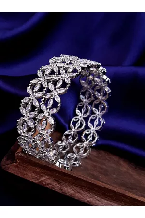 The Pari Set Of 2 Silver-Plated AD-Studded Bangles
