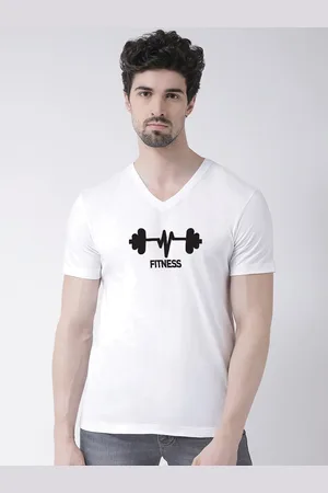 Friskers Men Fitness Printed V-Neck Cotton T-shirt