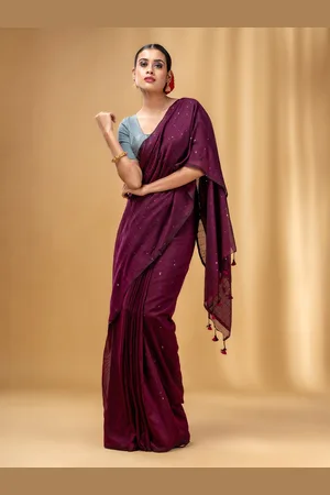 Charukriti Striped Sequinned Pure Cotton Saree