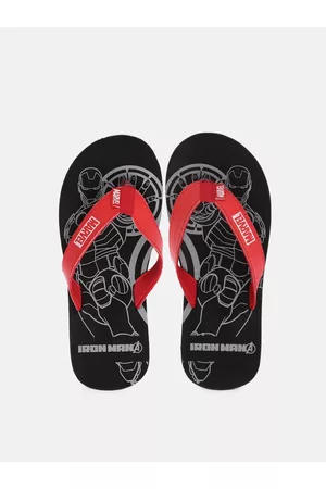 toothless Boys Black & Red Marvel Avengers Printed Rubber Thong Flip-Flops