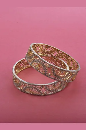 The Pari Set Of 2 Silver-Plated AD-Studded Bangles