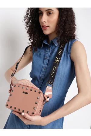 KLEIO Square Structured Studded Sling Bag