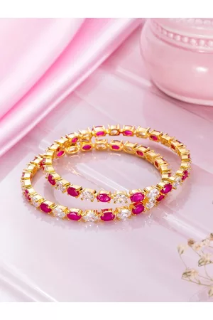 Zavya Set of 2 925 Sterling Silver Gold-Plated Bangles