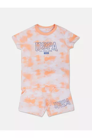 Ralph Lauren Boys Tie and Dye Printed Pure Cotton T-shirt with Shorts Clothing Set