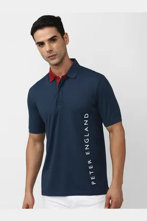 Peter England Typography Printed Polo Collar T-shirt