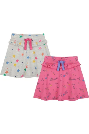 Mothercare Girls Pack Of 2 Pink & Grey Printed A-Line Skirts