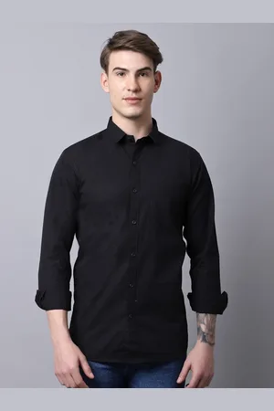 Majestic Men Black Slim Fit Pure Cotton Casual Shirt