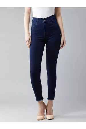 DOLCE CRUDO Women Navy Blue Skinny Fit High-Rise Clean Look Stretchable Jeans
