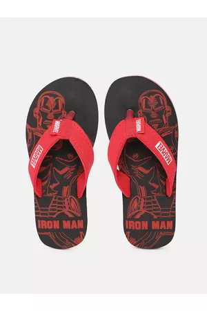 toothless Boys Black & Red Avengers Printed Rubber Thong Flip-Flops