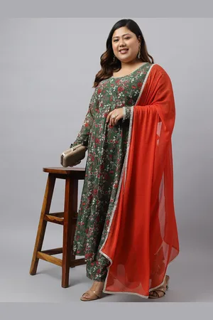 Janasya Women Plus Size Georgette Kurta with Palazzo & Dupatta