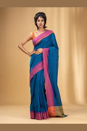 Charukriti Striped Sequinned Pure Cotton Saree