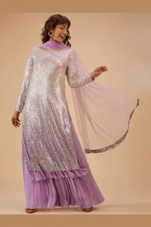 KALKI Fashion Embellished Straight Sequinned Kurta & Palazzos With Dupatta