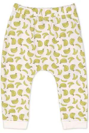 Mothercare Infant Boys White & Yellow Printed Pure Cotton Leggings