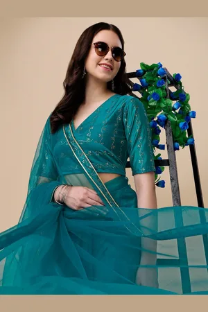 Sangria Women Net Mukaish Embroidered Saree with Blouse Piece
