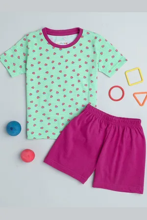 BUMZEE Girls Printed Pure Cotton T-shirt With Shorts