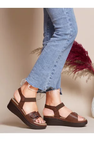 SHUZ TOUCH Open Toe Comfort Heels With Backstrap