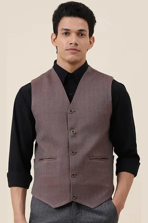 Fabindia Self Design Slim Fit Pure Wool Waistcoat