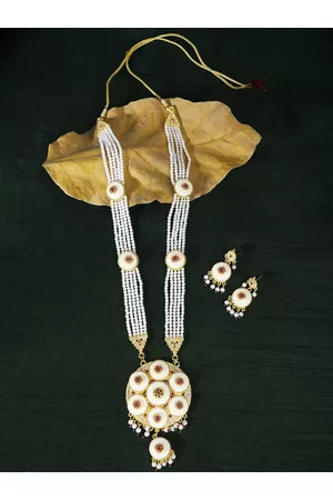 The Pari Gold-Plated Long Stone-Studded & Beaded Jewellery Set