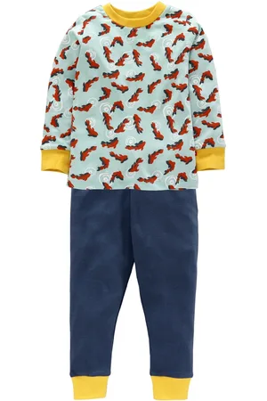 Nino Bambino Unisex Kids Blue & Green Printed Organic Cotton T-shirt with Lounge Pants
