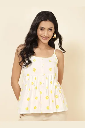 Fabindia Cotton Printed Shoulder Strap A-line Top