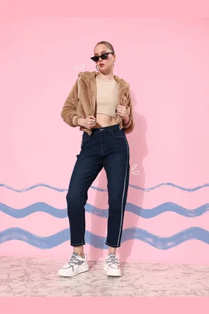 Mast & Harbour Women We Party Upgraded Denims Boyfriend Fit Crop Stretchable Jeans