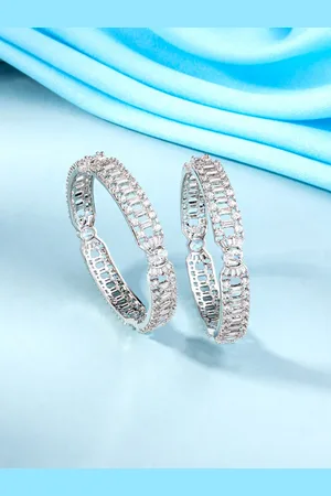 Yellow Chimes Set Of 2 Silver-Plated Bangles