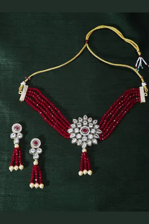 The Pari Gold-Plated AD-Studded & Pearls Beaded Jewellery Set