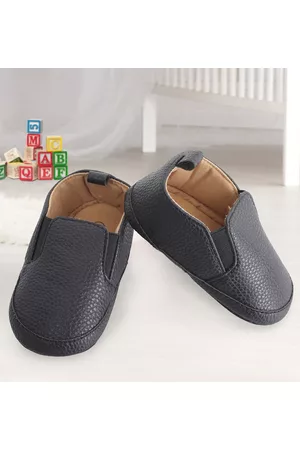 Baby Moo Leather Black Slip-On Booties