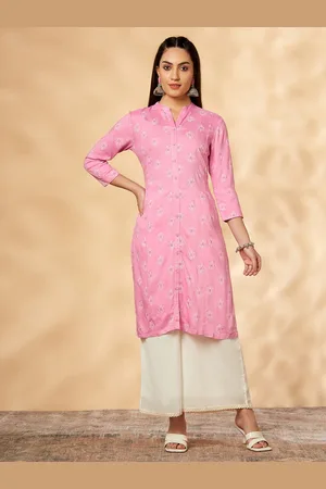 IMARA Ethnic Motifs Printed Mandarin Collar Kurta