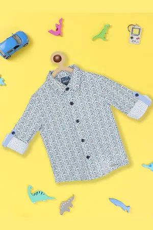 Nauti Nati Boys Standard Opaque Geometric Printed Pure Cotton Casual Shirt