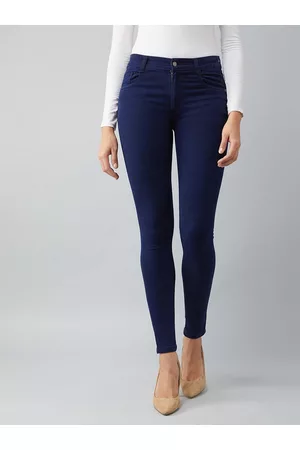 DOLCE CRUDO Women Navy Blue Skinny Fit Mid-Rise Clean Look Jeans