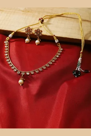 The Pari Gold-Plated Polki Stone-Studded & Beaded Jewellery Set