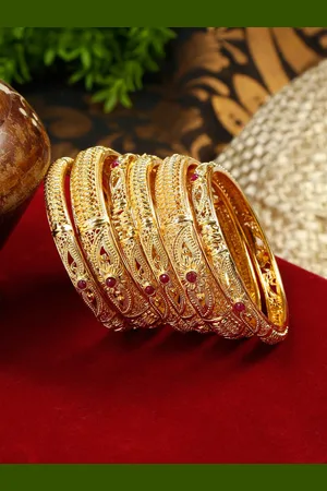 YouBella Set Of 6 Gold-Plated Bangles