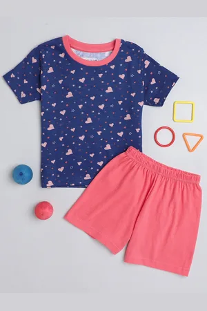 BUMZEE Girls Printed Pure Cotton T-shirt With Shorts