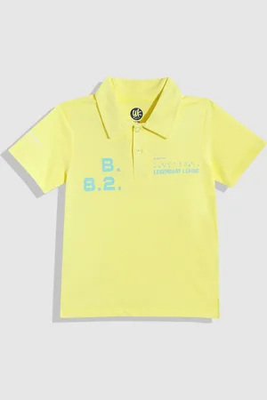 YK Boys Typography Printed Polo Collar Pure Cotton T-shirt