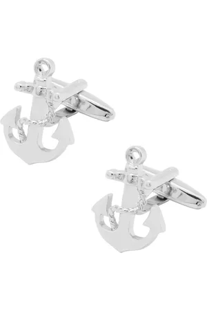The Tie Hub Men Silver-Toned Quirky Anchor Cufflinks