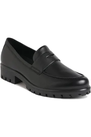 Ecco Womens Modtray Black Leather Regular Loafers
