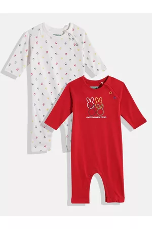 Benetton Infant Boys Set of 2 Pure Cotton Rompers