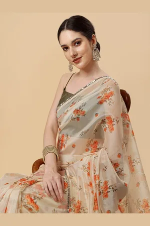 Sangria Women Floral Digital Printed Saree with Blouse Piece