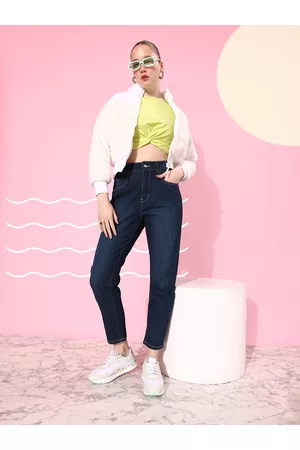 M&H Our Water Women Navy Blue Boyfriend Fit High-Rise Stretchable Upgraded Denims Jeans