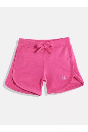 Benetton Girls Mid-Rise Brand Logo Detail Regular Shorts