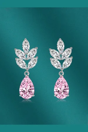 Designs & You Silver-Plated CZ-Studded Teardrop Shaped Drop Earrings